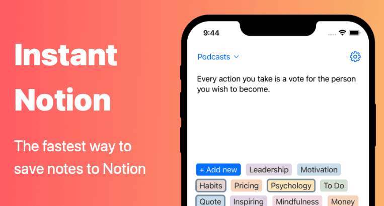 Instant Notion — fast capture directly into Notion databases