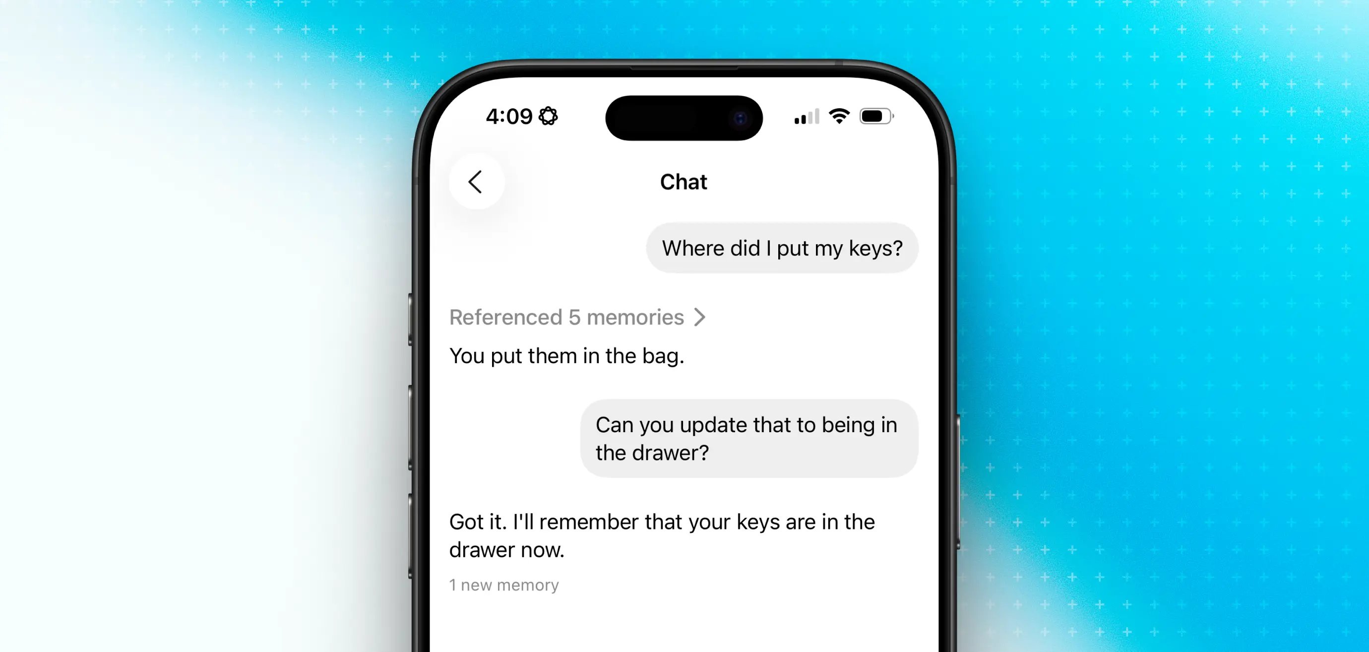 A user asking Brainbits where they kept their keys and getting an instant answer.
